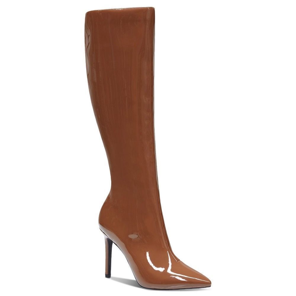 Cognac patent boots